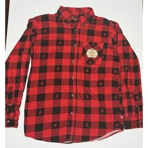 Magellan Outdoors Shirt Men's Small Red Black Shiner Bock Long sleeve Button‎